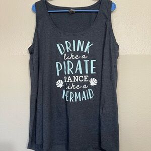 Gray Tank Top with Mermaid Graphic